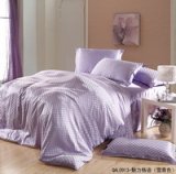 Beautiful Grid Violet Duvet Cover Set Silk Bedding Luxury Bedding