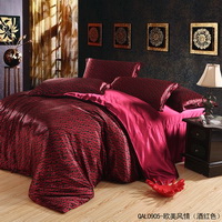 European And American Style Burgundy Bedding Silk Bedding