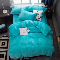 Lake Blue Velvet Flannel Duvet Cover Set for Winter. Use It as Blanket or Throw in Spring and Autumn, as Quilt in Summer.