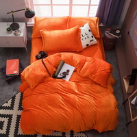 Orange Velvet Flannel Duvet Cover Set for Winter. Use It as Blanket or Throw in Spring and Autumn, as Quilt in Summer.