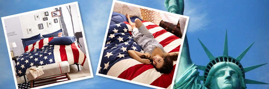 I Love America Blue American Flag Bedding Velvet Bedding Modern